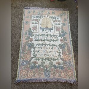 Vintage Beehive alphabet nursery pastel tapestry blanket